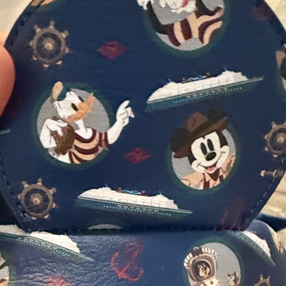 Loungefly Navy Mickey Ear Mini Backpack with Maroon Bow - Picture 5 of 9